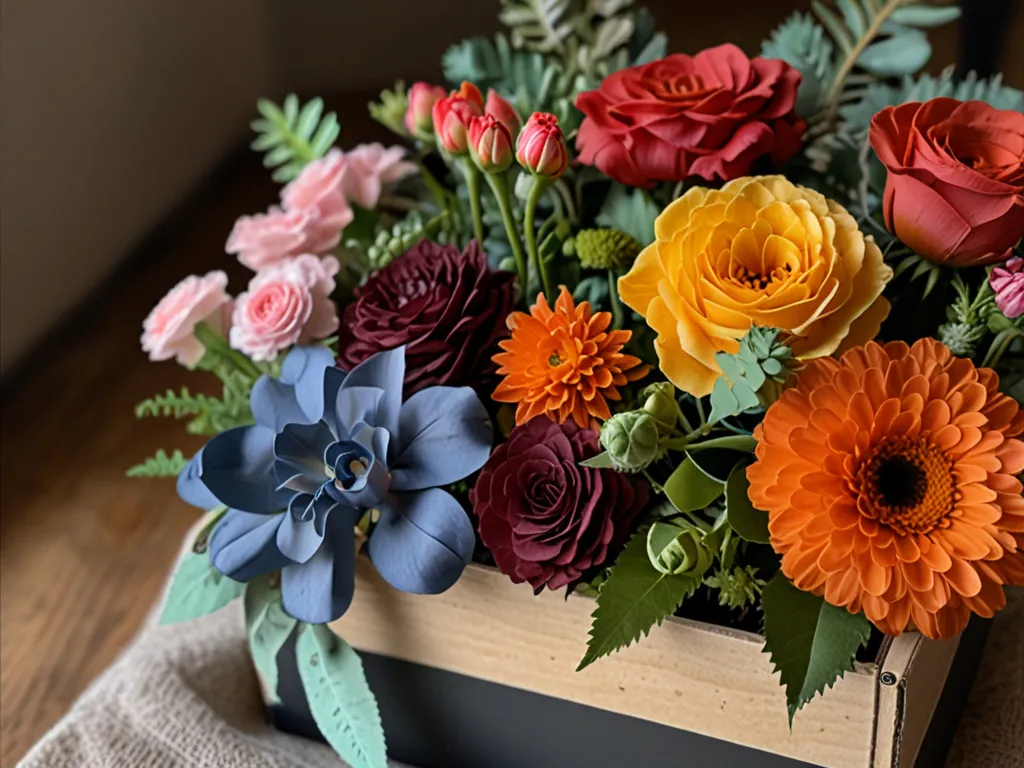 Monthly subscription flower box with seasonal blooms